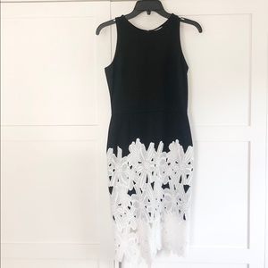Cremiux black dress with white floral embellish